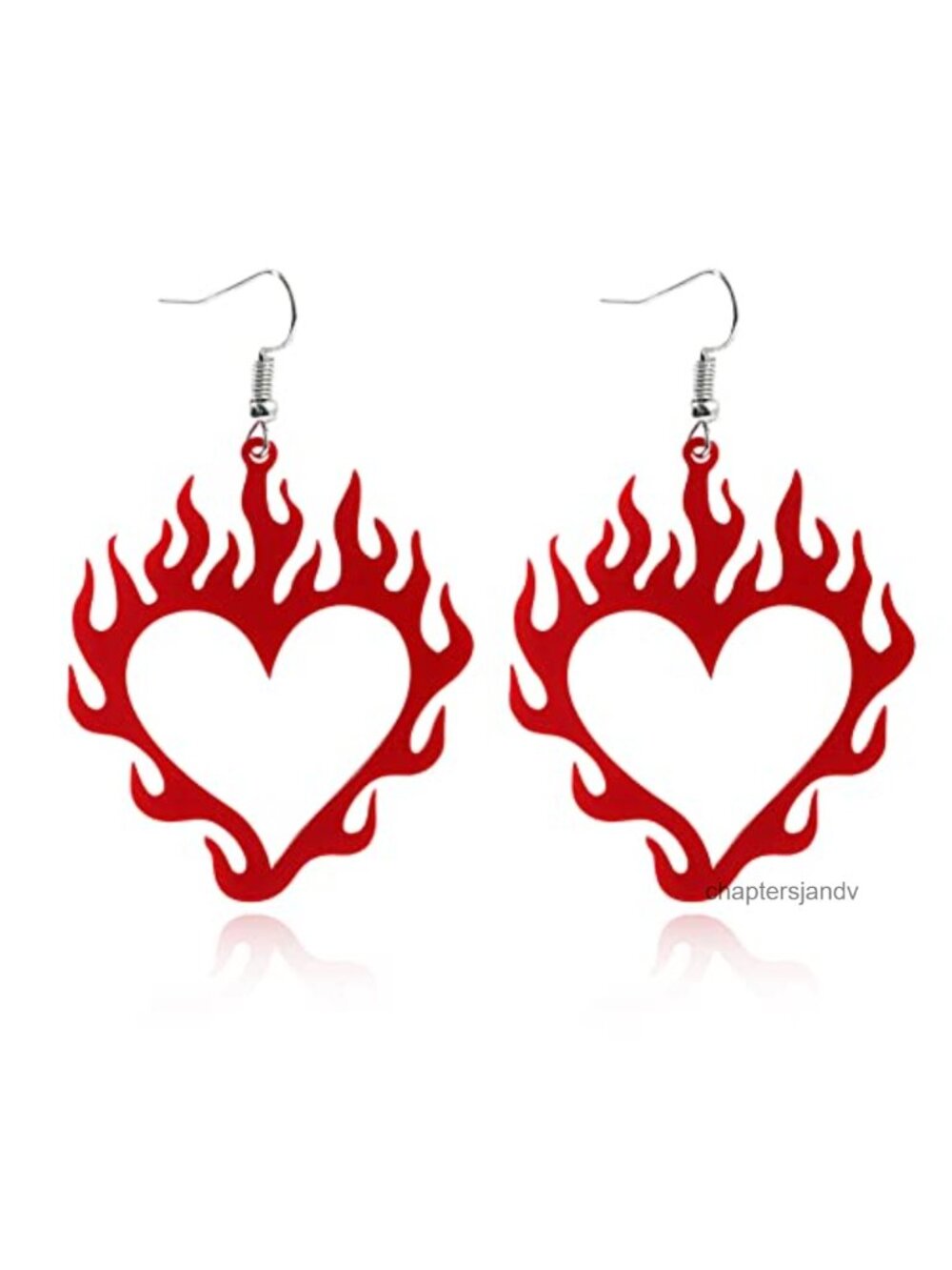 Punk Retro Acrylic Hollow Heart Flame Pendant Earrings Exaggerated Hip Hop Drop